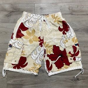 AERO Aeropostale Y2K Cargo Board Shorts Men’s Medium Hibiscus